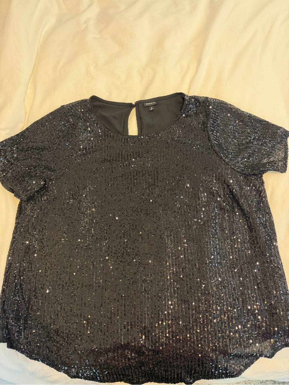 torrid Black Sequin Short Sleeve Pullover Tee